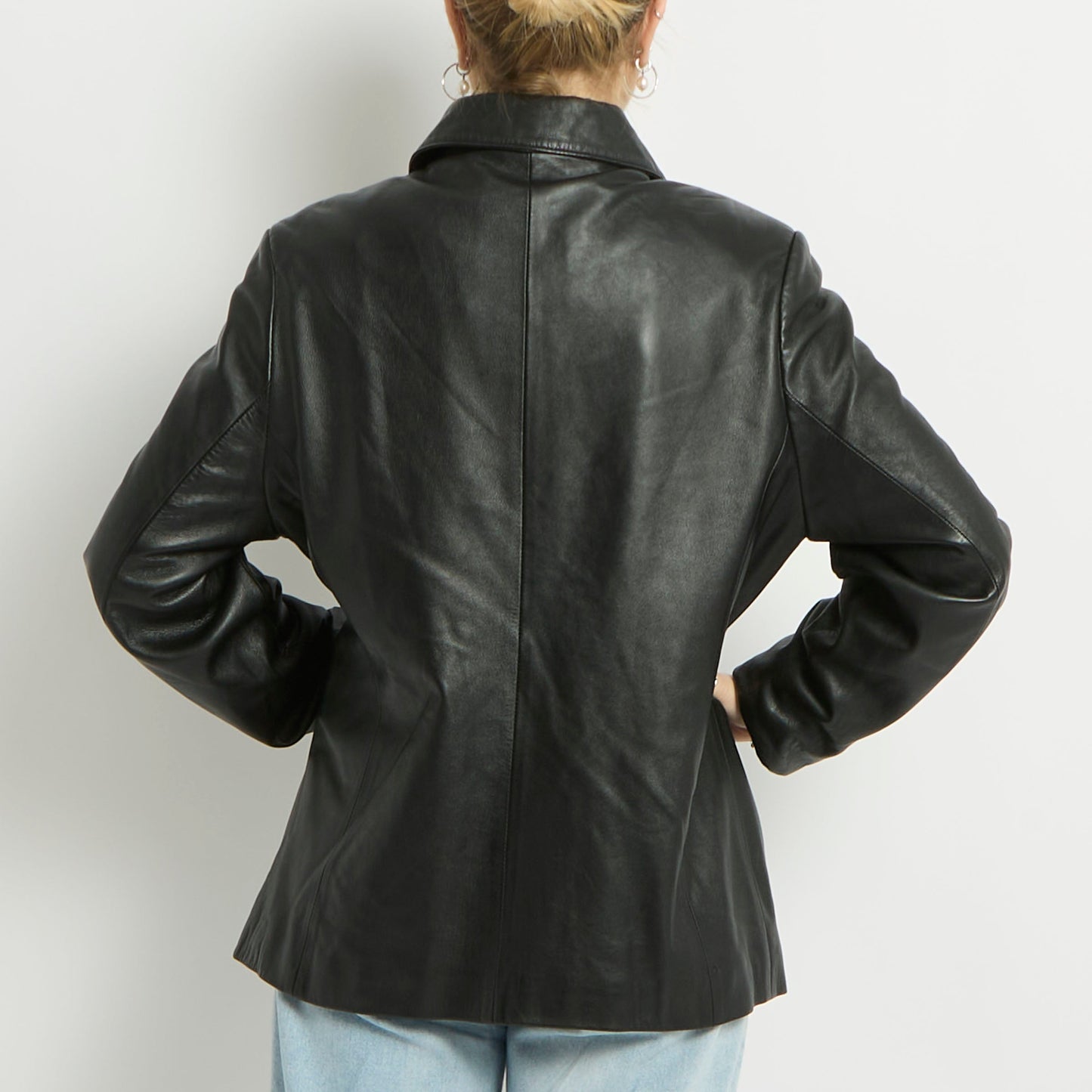 Zip Up Faux Leather Blazer Jacket - UK 12