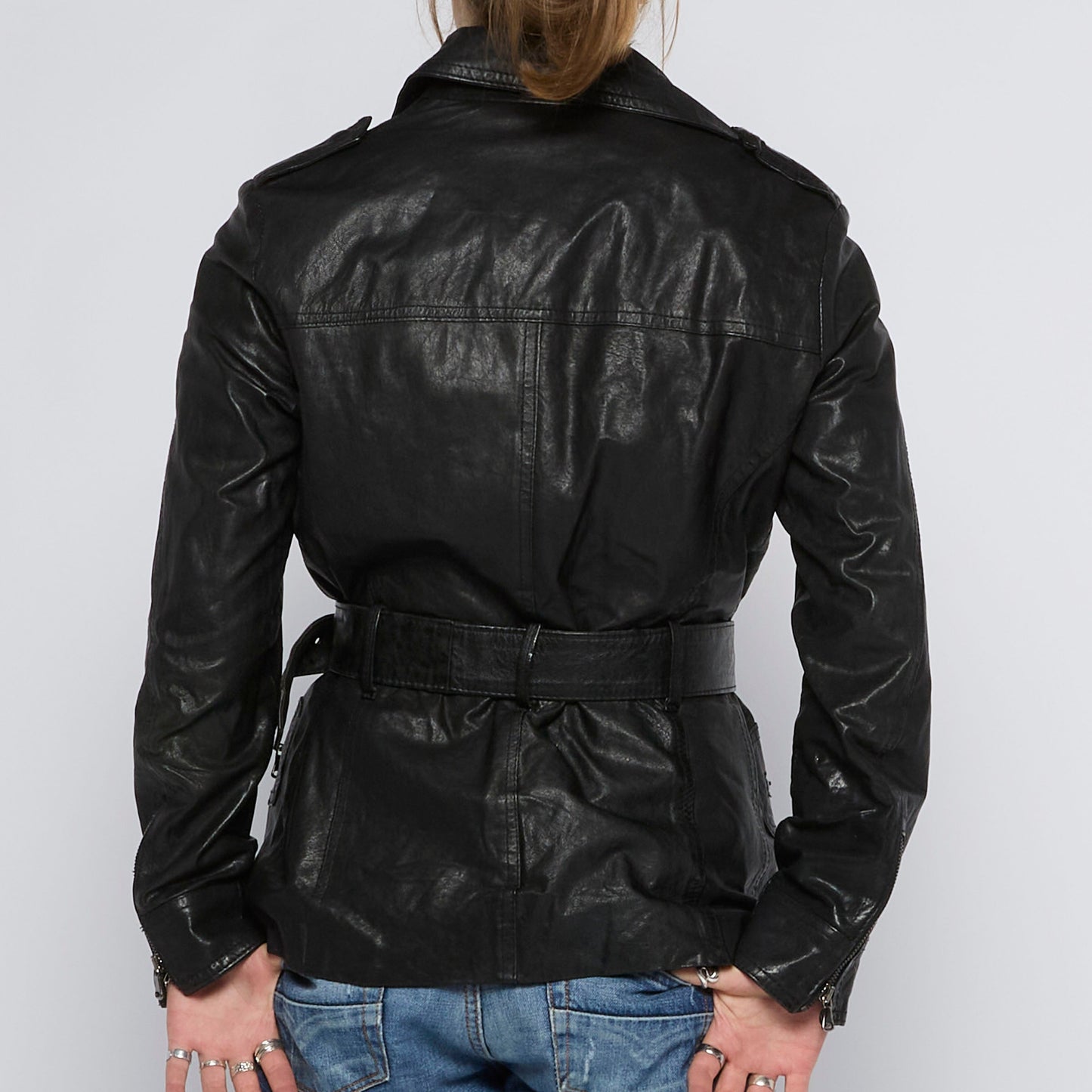 Belted Leather Jacket - UK 12