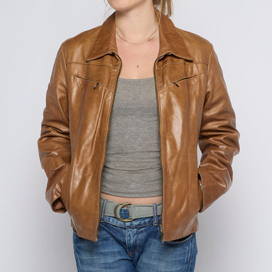 Collared Leather Jacket - UK 12