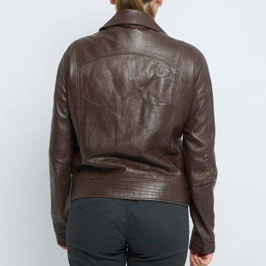 Leather Full Zip Jacket - UK 12