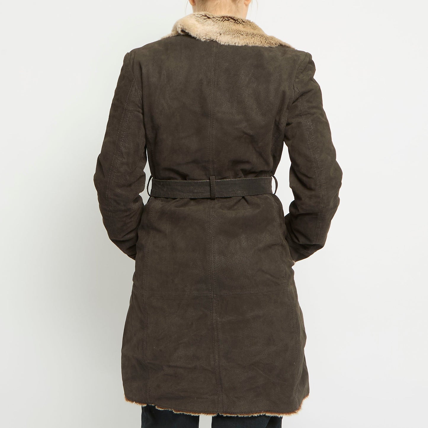 Fur Lined Suede Belted Afghan Jacket- UK 12