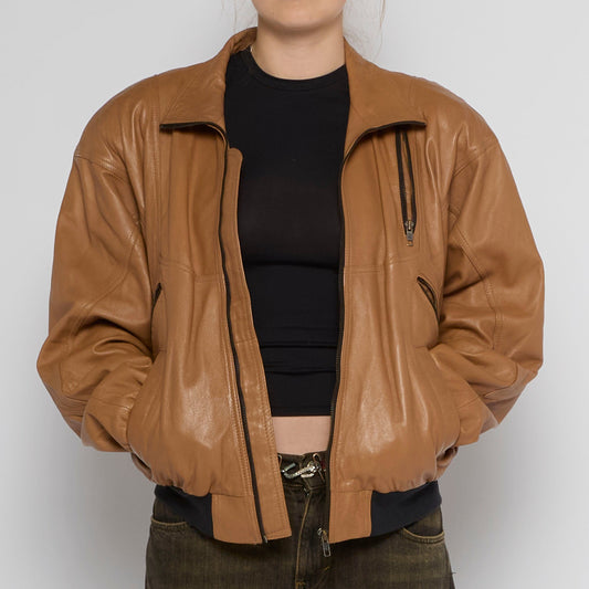 Leather Bomber Jacket - UK 12