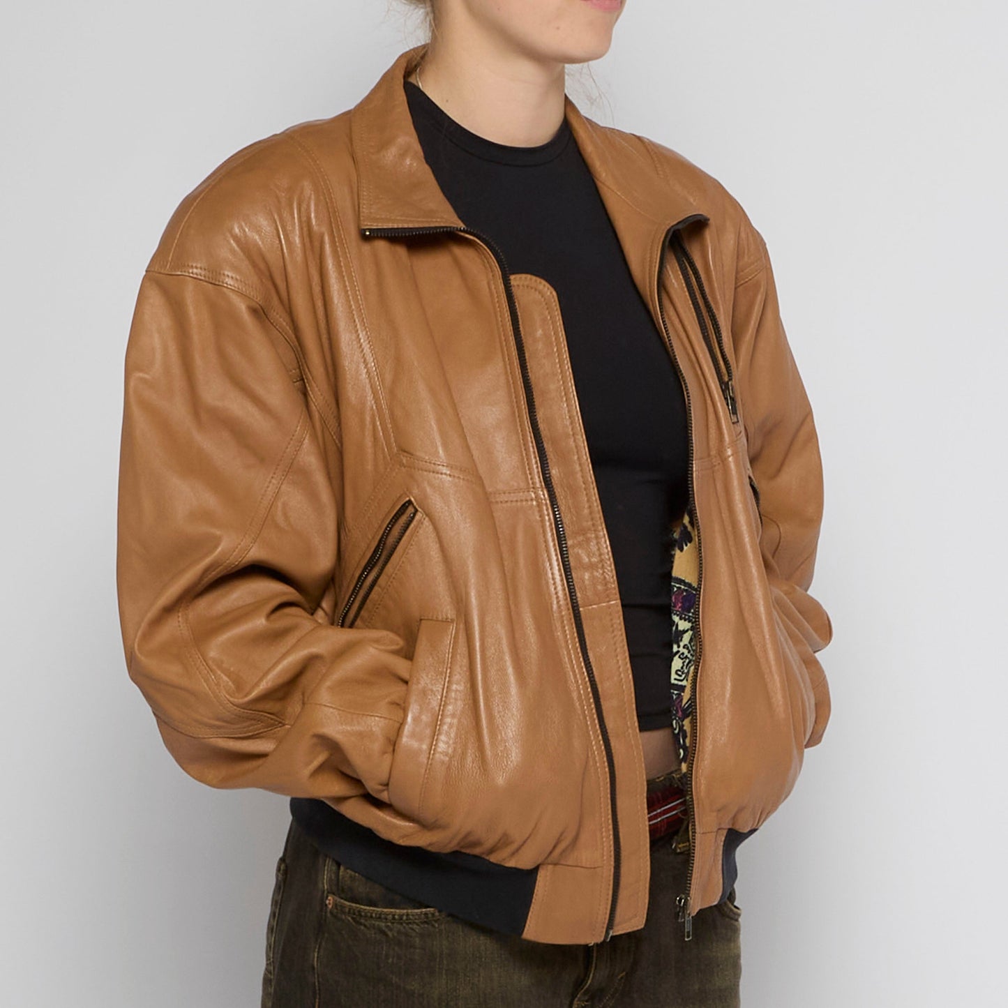 Leather Bomber Jacket - UK 12