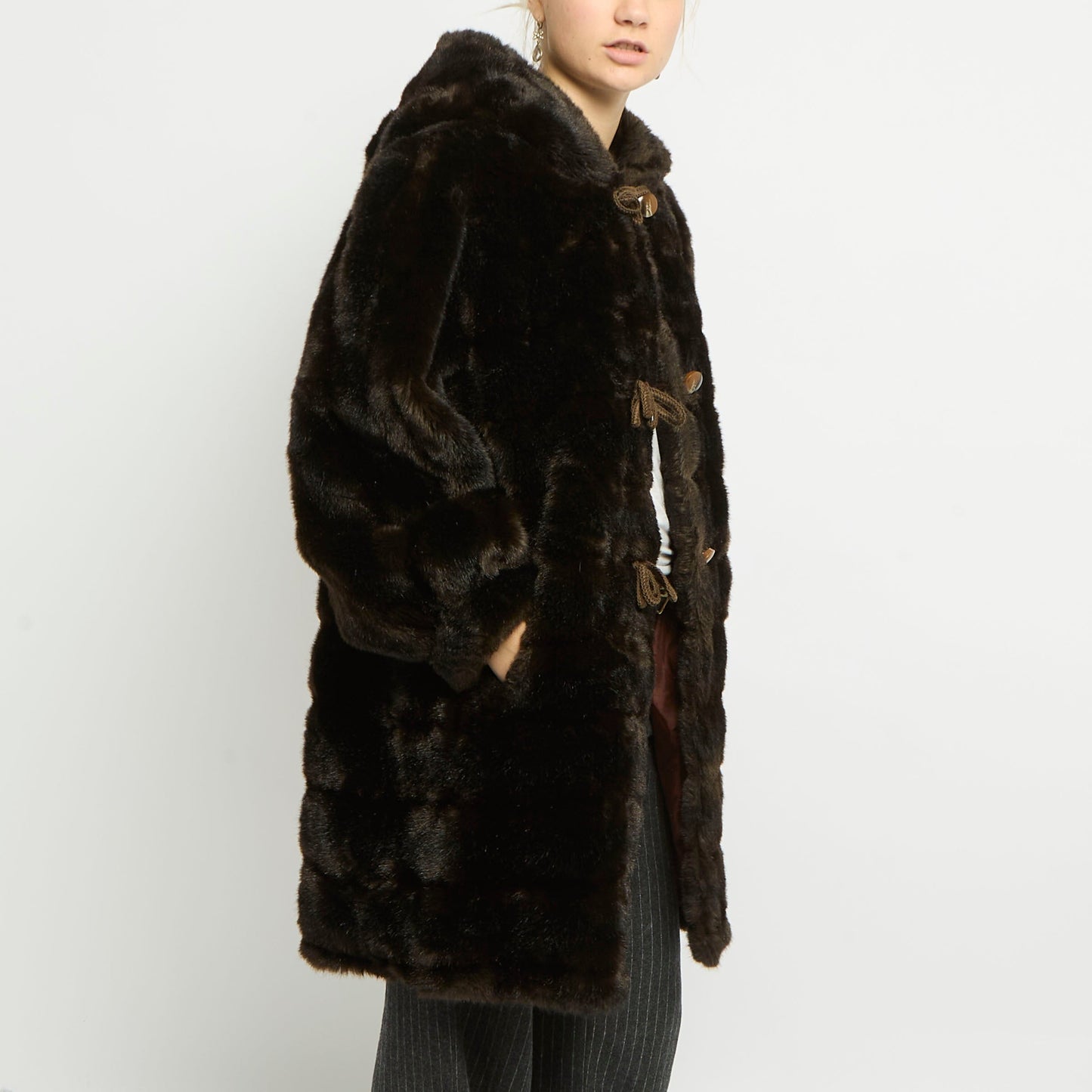 Faux Fur Hooded Jacket - UK 12