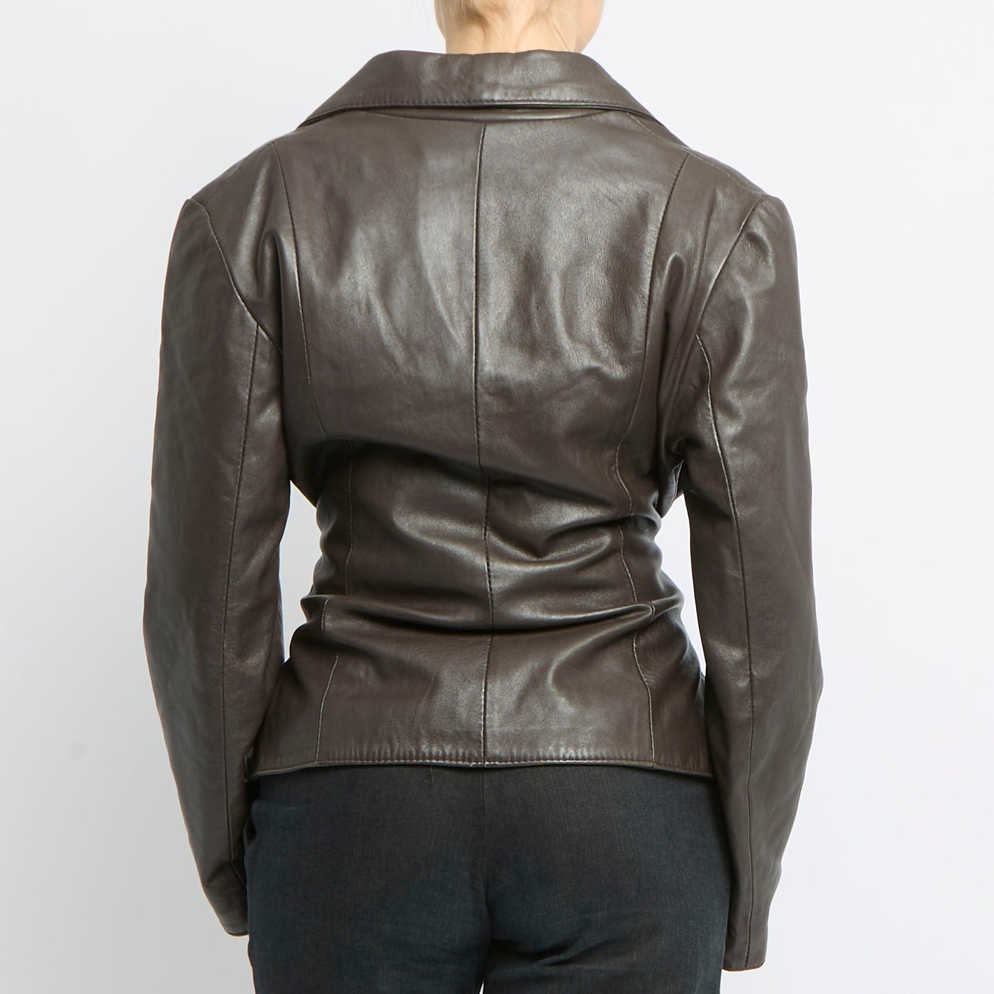 Double Breasted Leather Jacket - UK 12