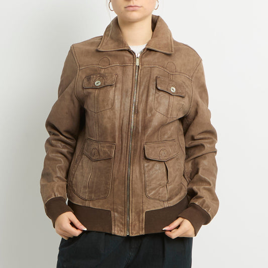 Leather Pocket Details Jacket - UK 12