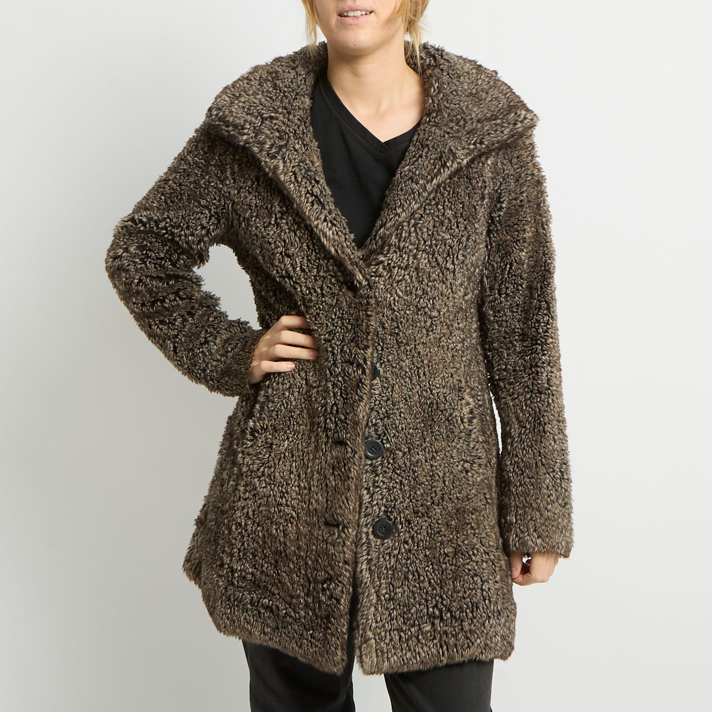 Faux Fur Long Jacket - UK 12