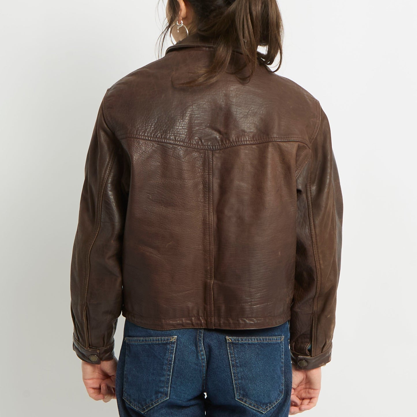 Clasp Detail Leather Jacket - UK 12