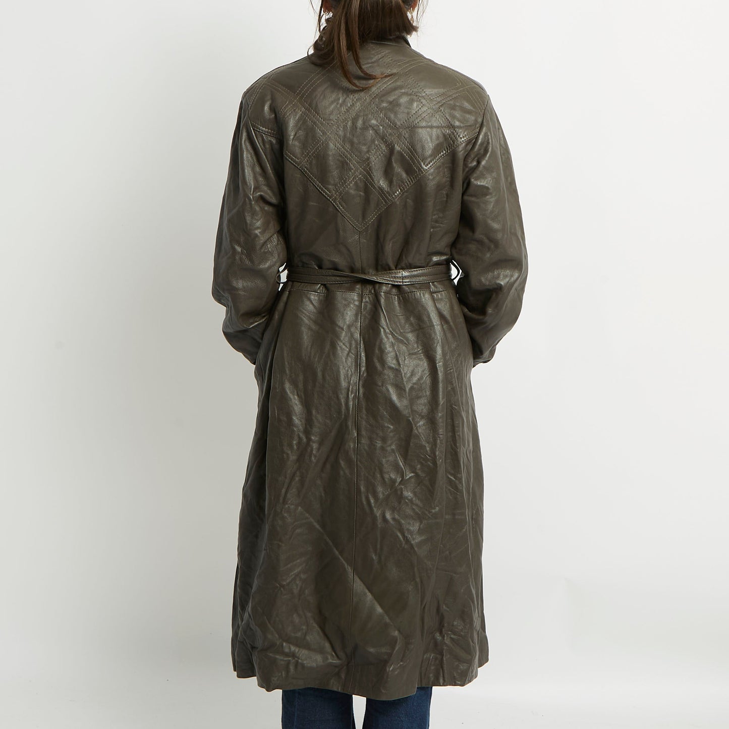 Belted Leather Trench Coat - UK 12