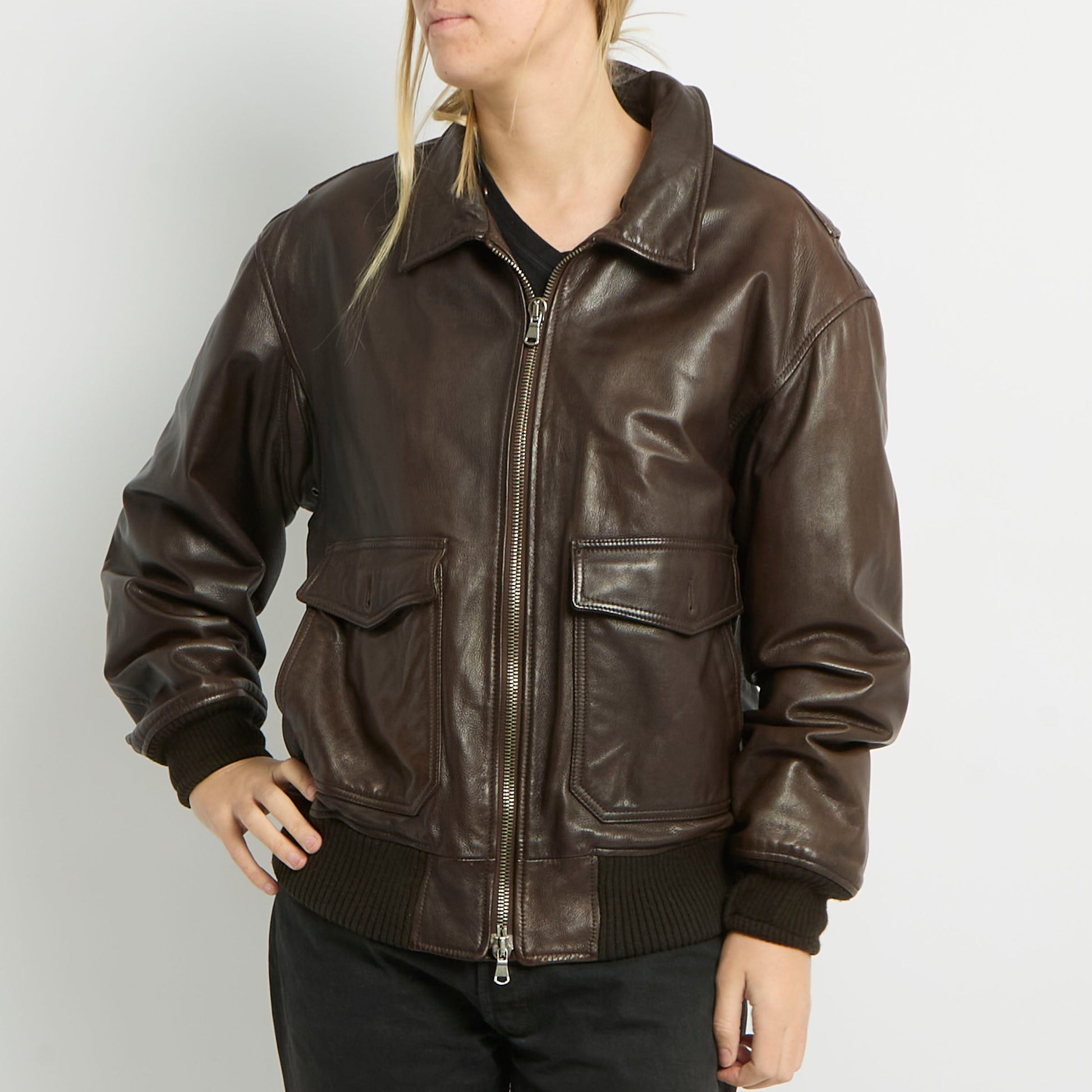 Duo Zip Leather Jacket - UK 12