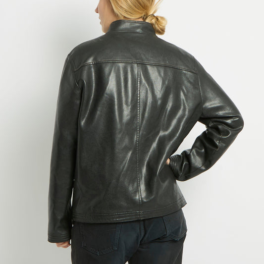 Pocket Detail Leather Jacket - UK 12