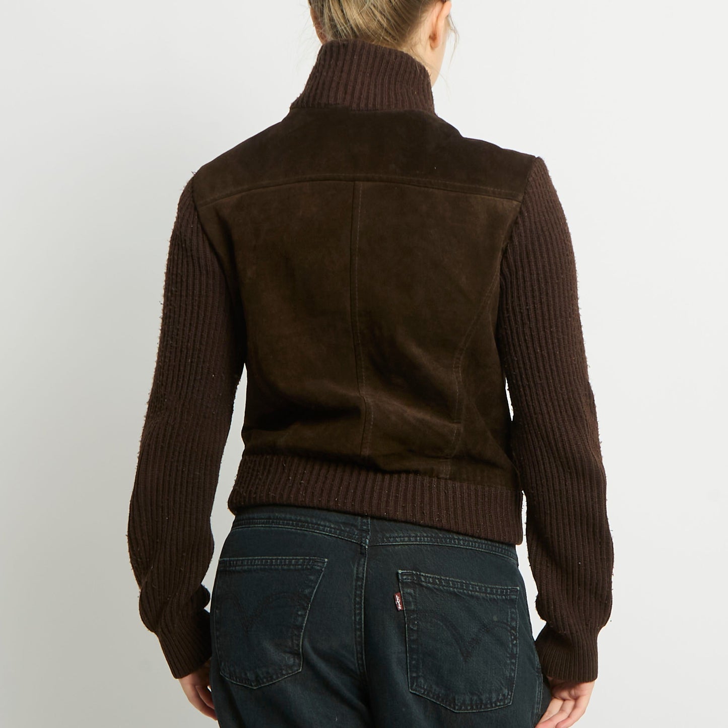 Suede Ribbed Knit Jacket - UK 12