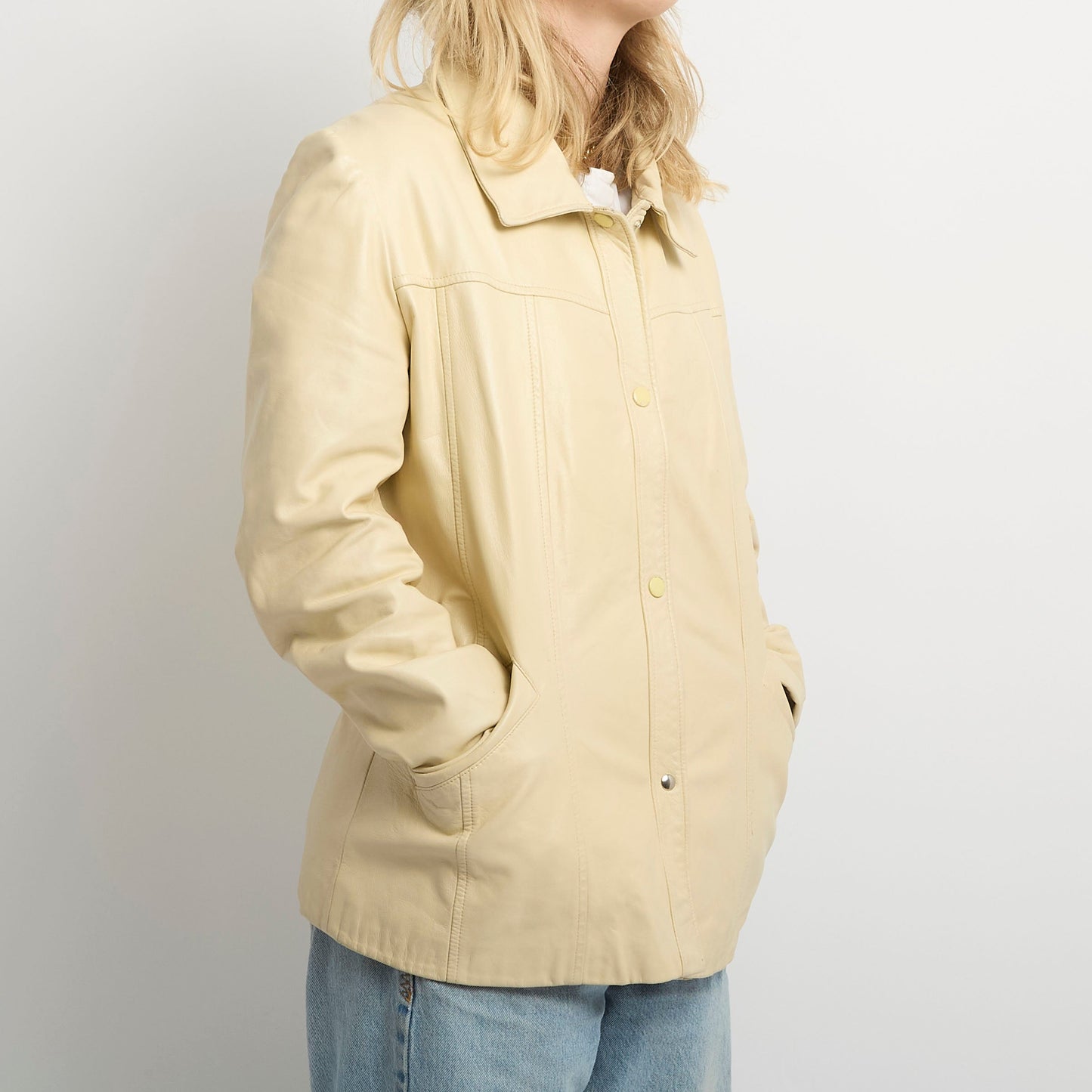 Leather Panelled Shirt Style Jacket