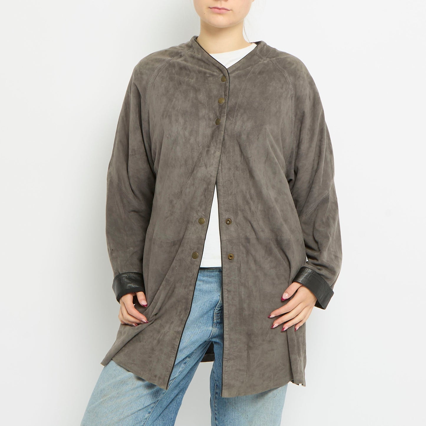 Button Up Lightweight Long Jacket - UK 12