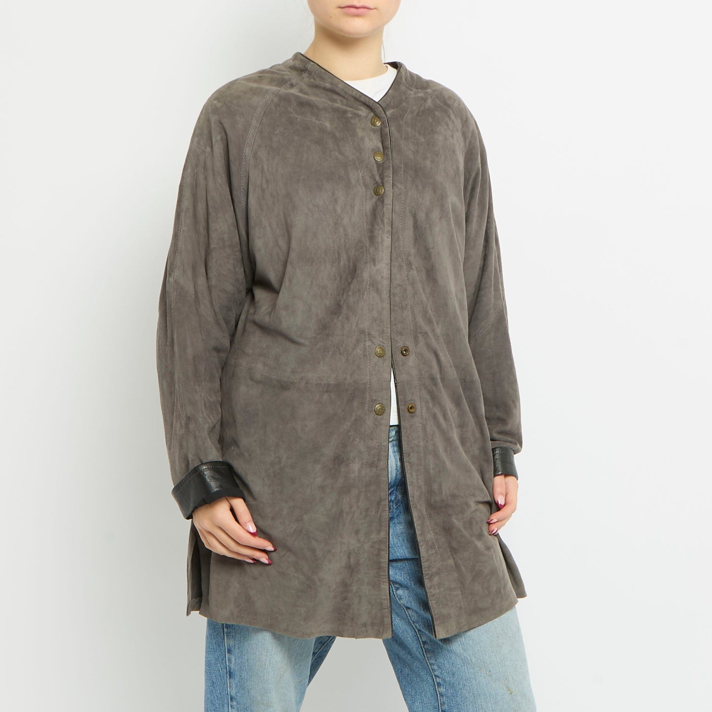 Button Up Lightweight Long Jacket - UK 12