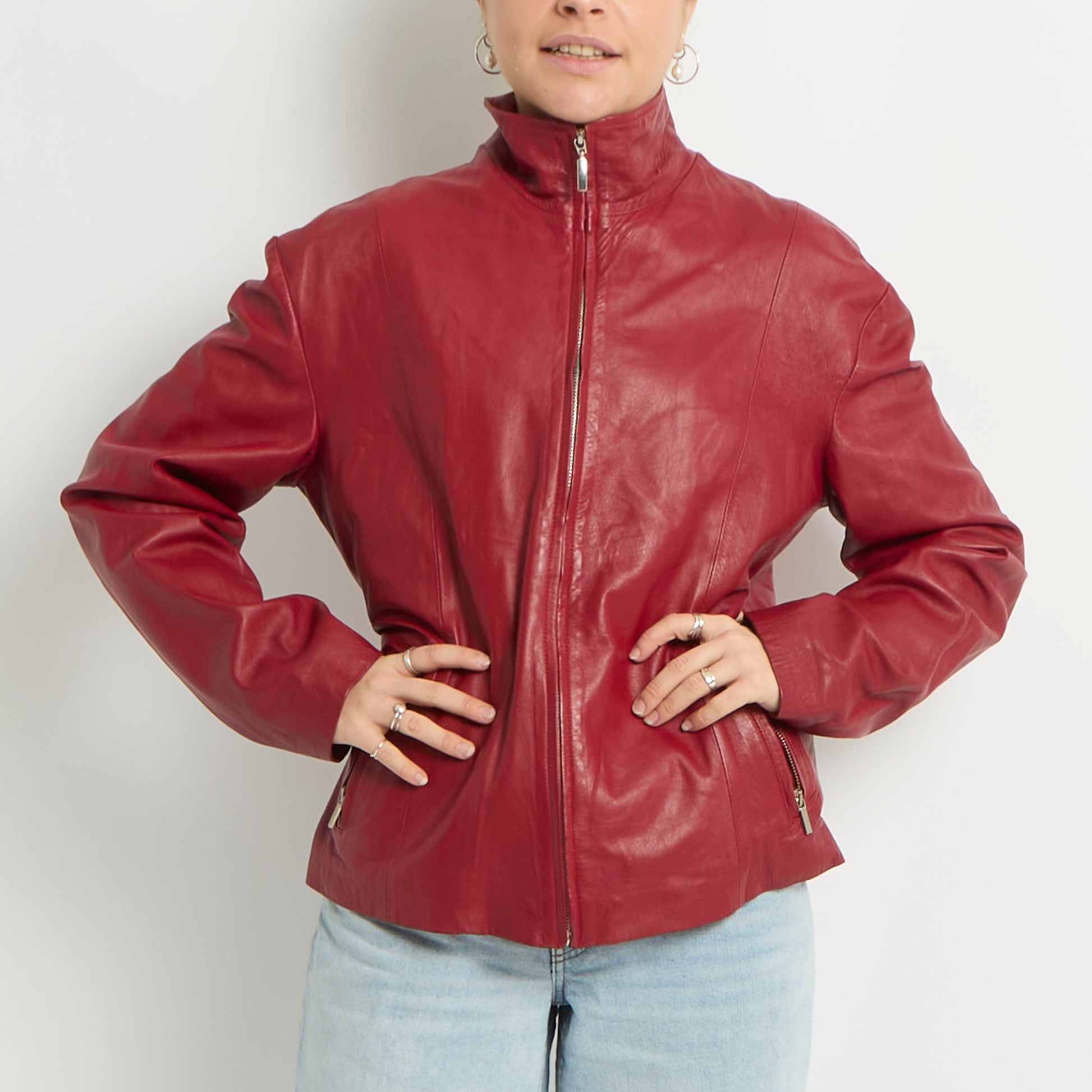 Leather Zip Up Jacket - UK 12