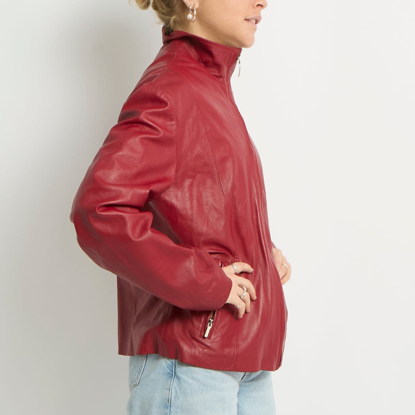 Leather Zip Up Jacket - UK 12