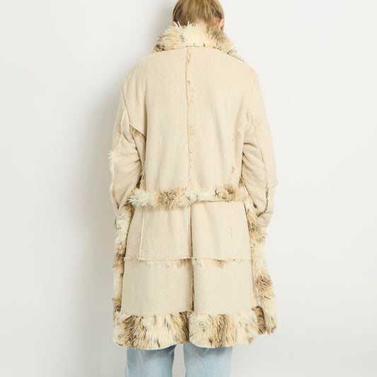 Faux Fur Trench Coat - UK 12