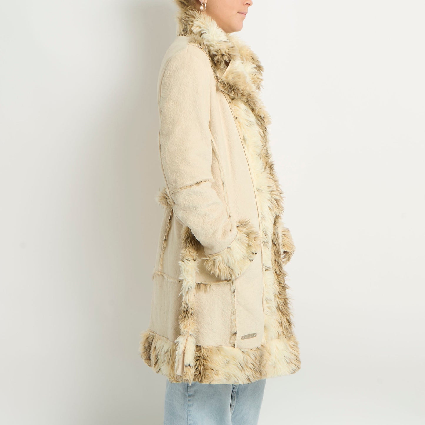 Faux Fur Trench Coat - UK 12