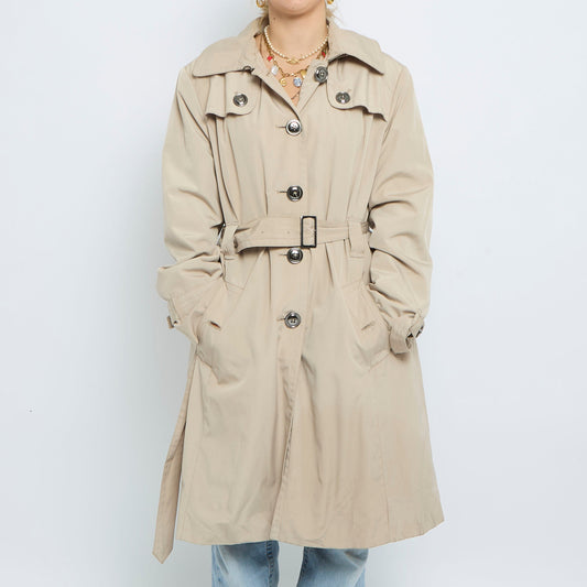 Belt Detail Buttoned Trench Coat - UK 14