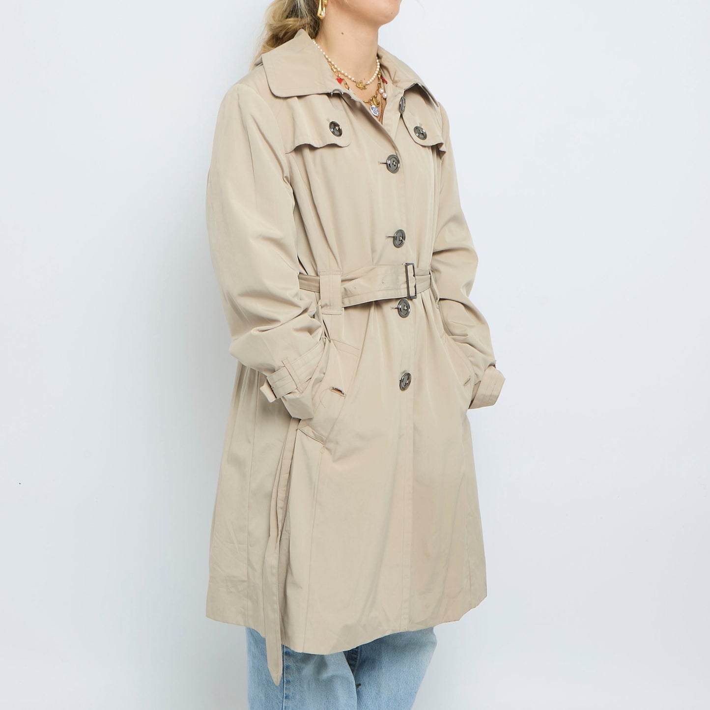 Belt  Buttoned Trench Coat - UK 14