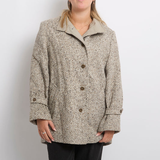 Wool Knit Buttoned Jacket - UK 14