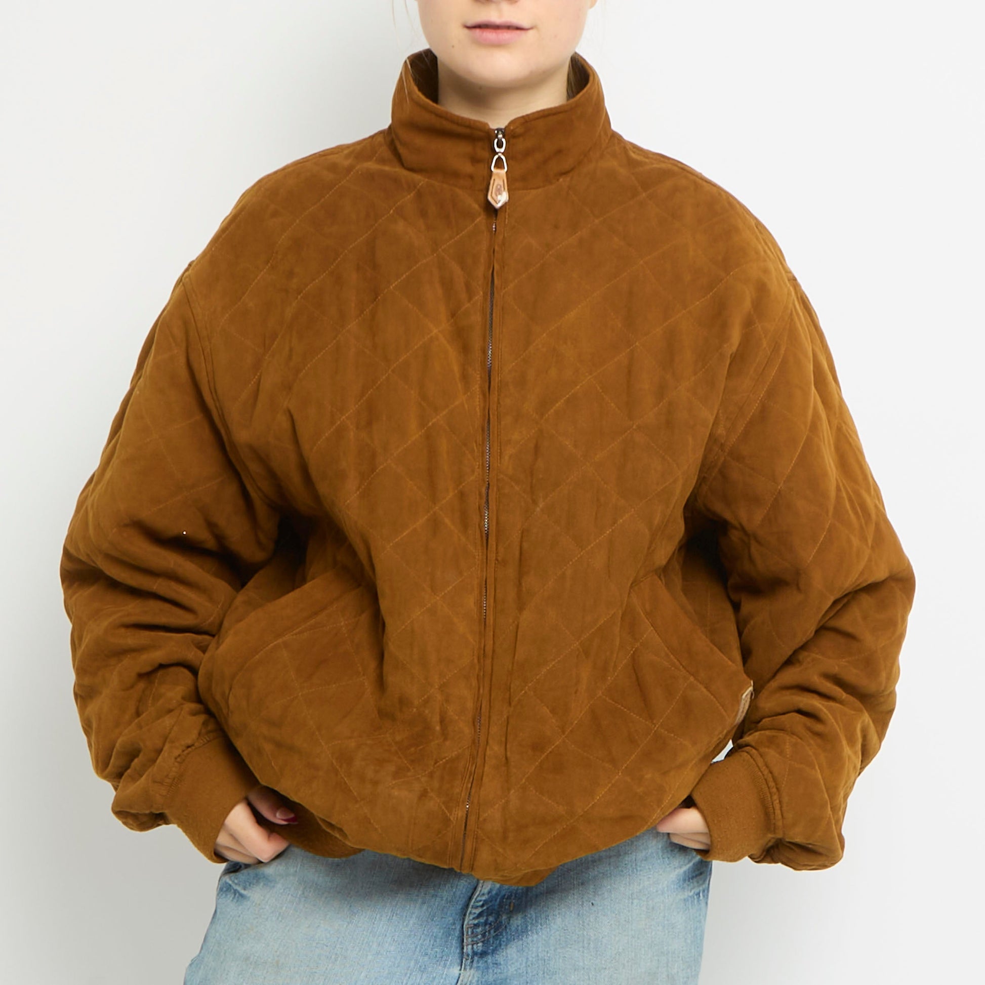 Quilted Suede Bomber Jacket - UK 14