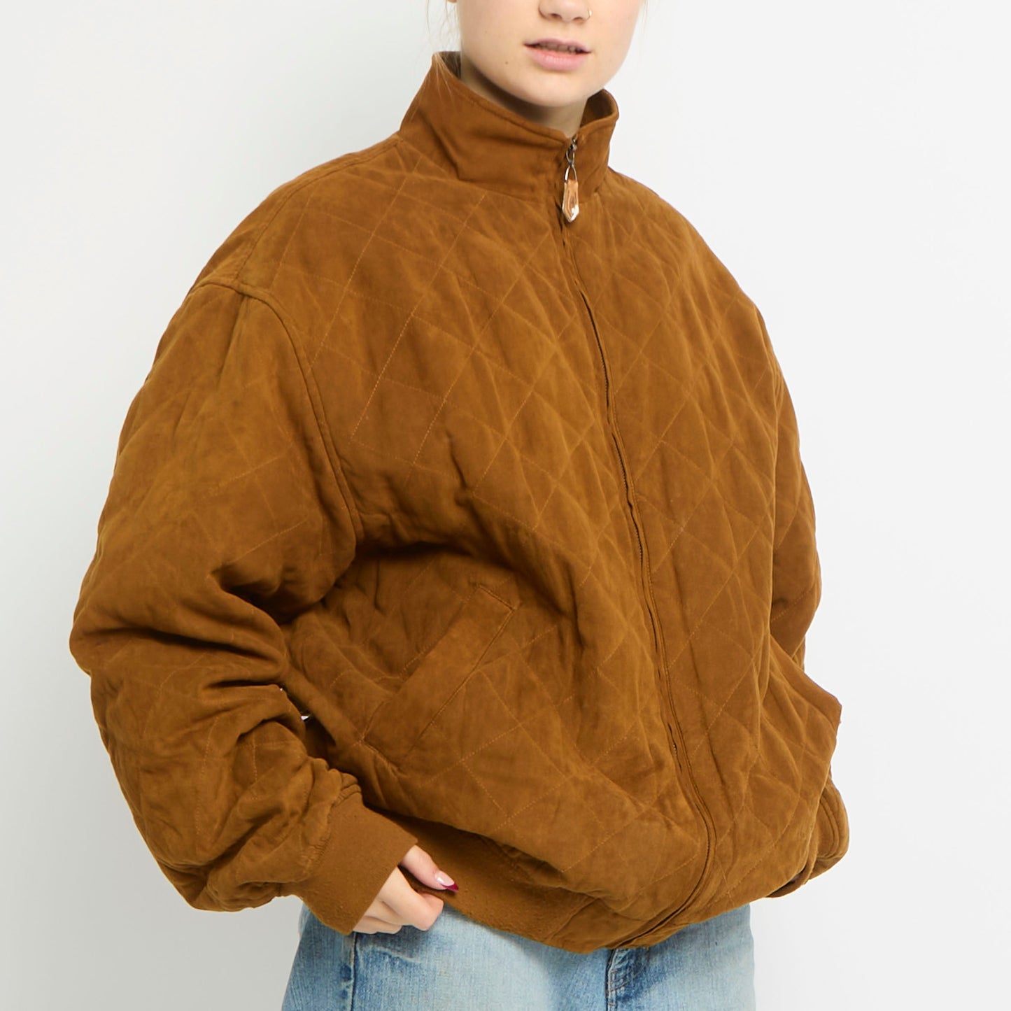 Quilted Suede Bomber Jacket - UK 14