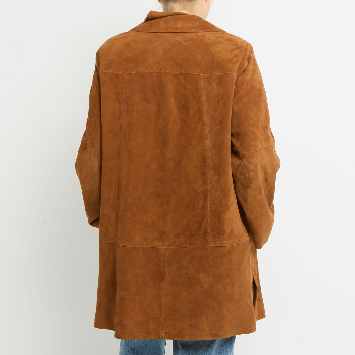 Suede Button Up Trench Coat - UK 14