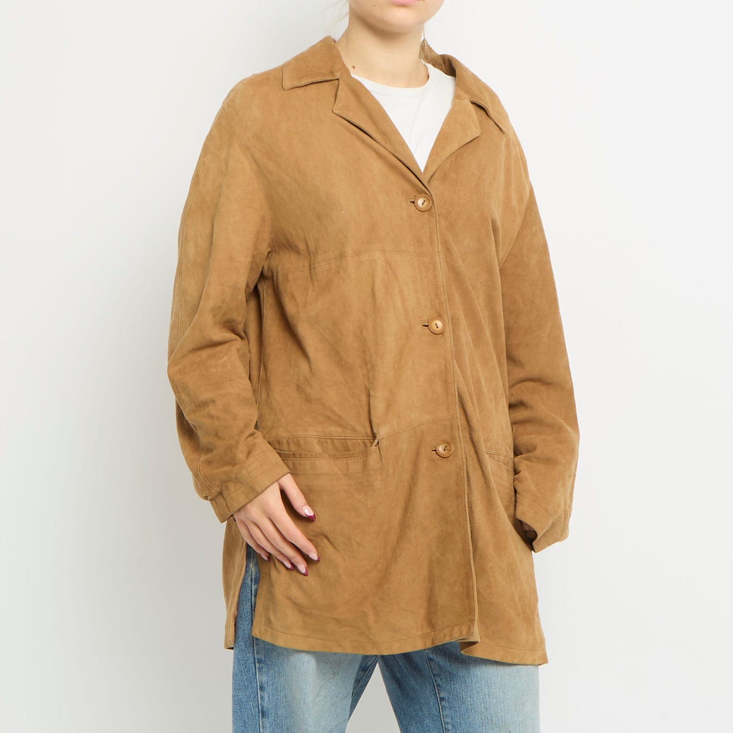 Lightweight Button Suede Shirt Jacket - UK 14