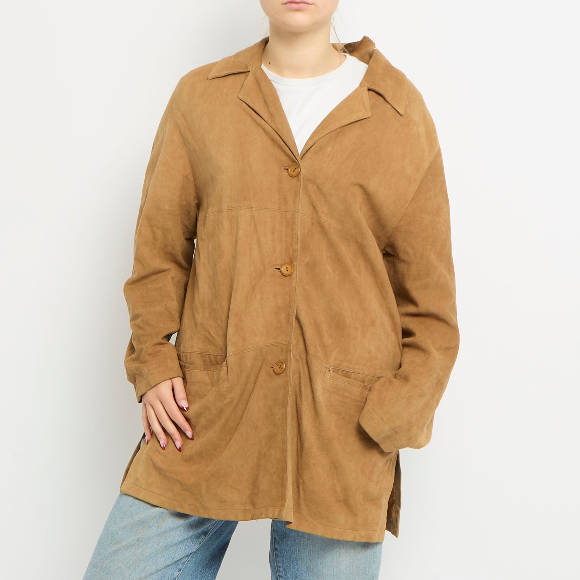 Lightweight Button Suede Shirt Jacket - UK 14