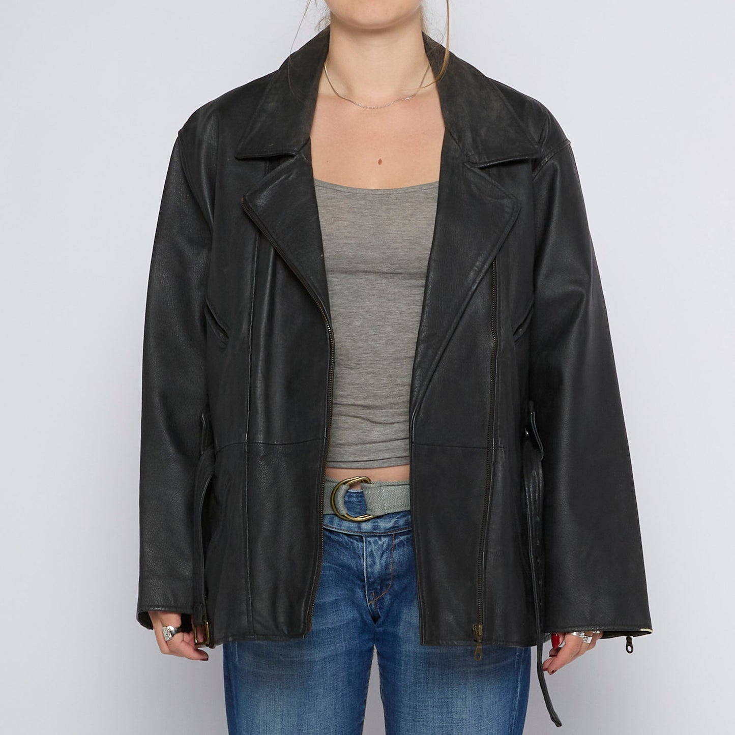 Double Breasted Leather Jacket - UK 14