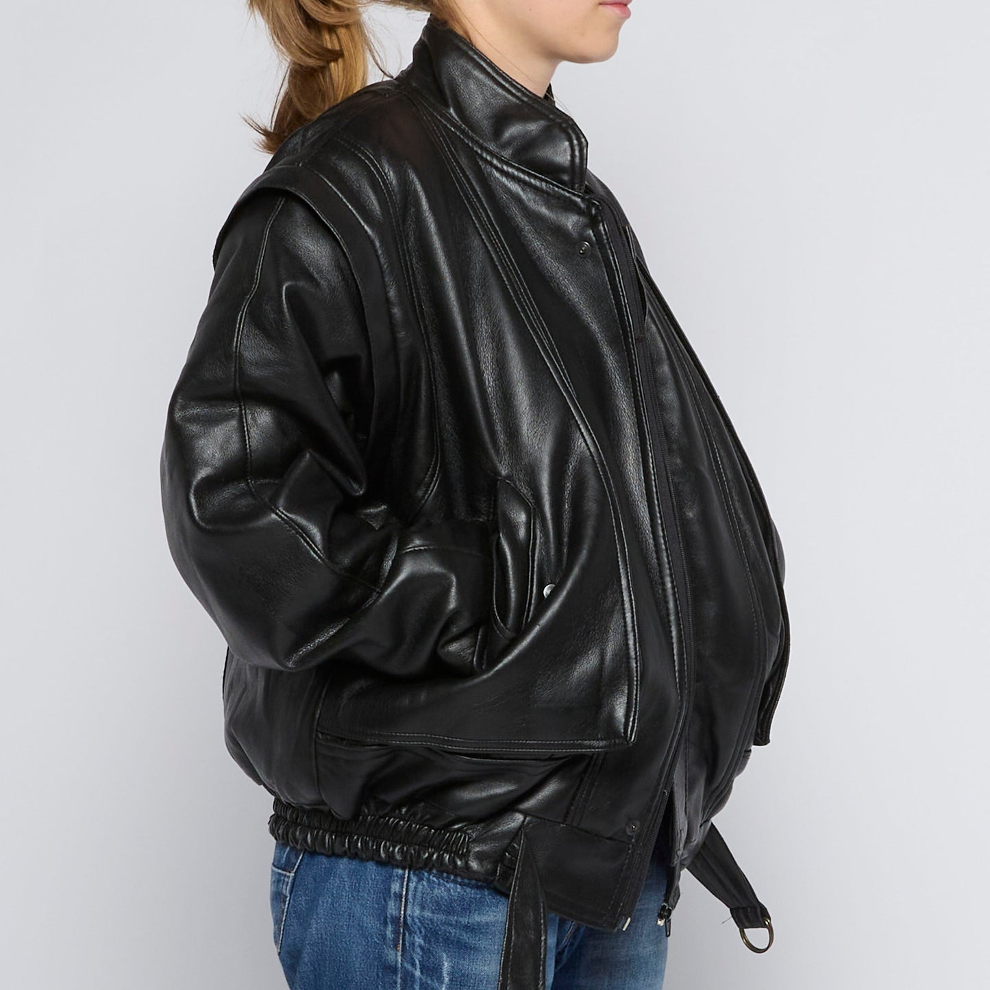 Vintage Leather Jacket with Belt - UK 14