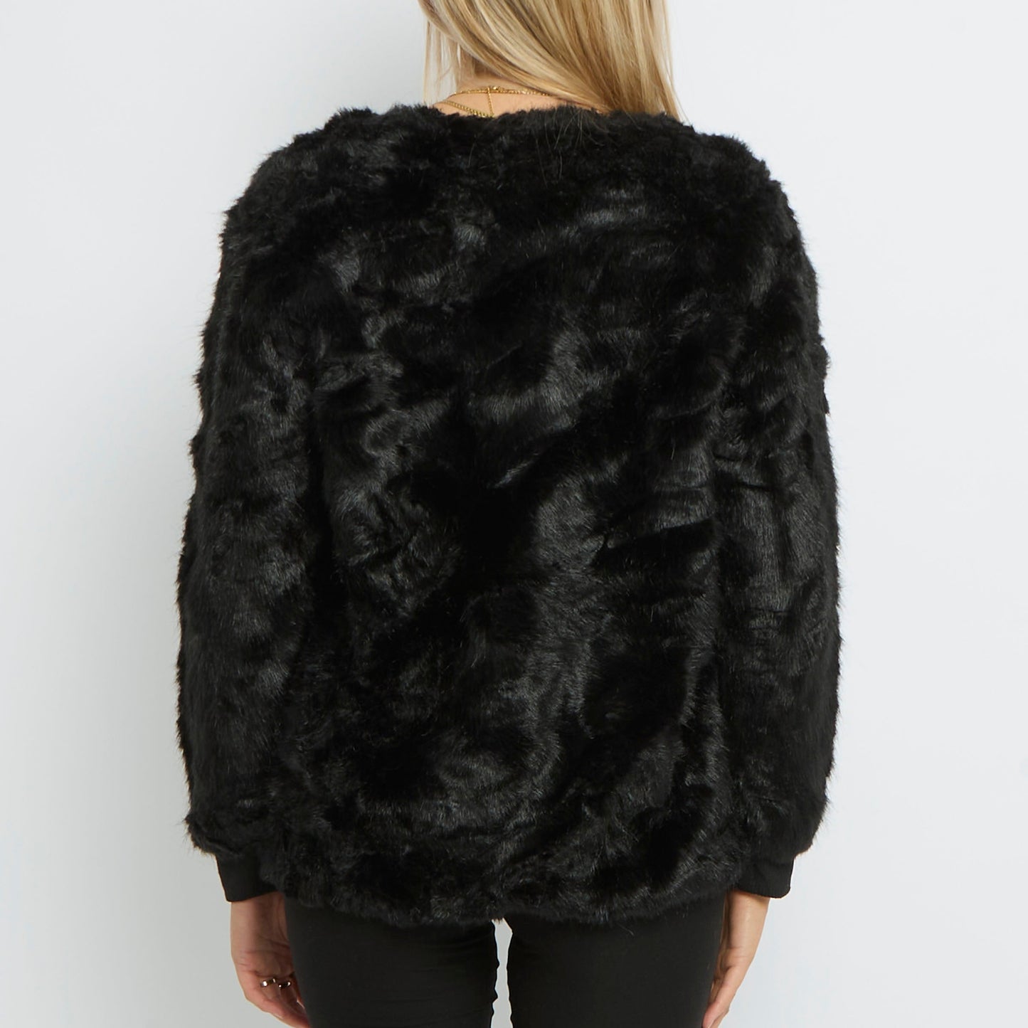 Faux Fur Zip up Cuffed Jacket - UK 14