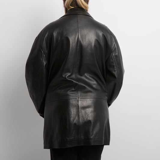 Leather Vintage Open Jacket - UK 14