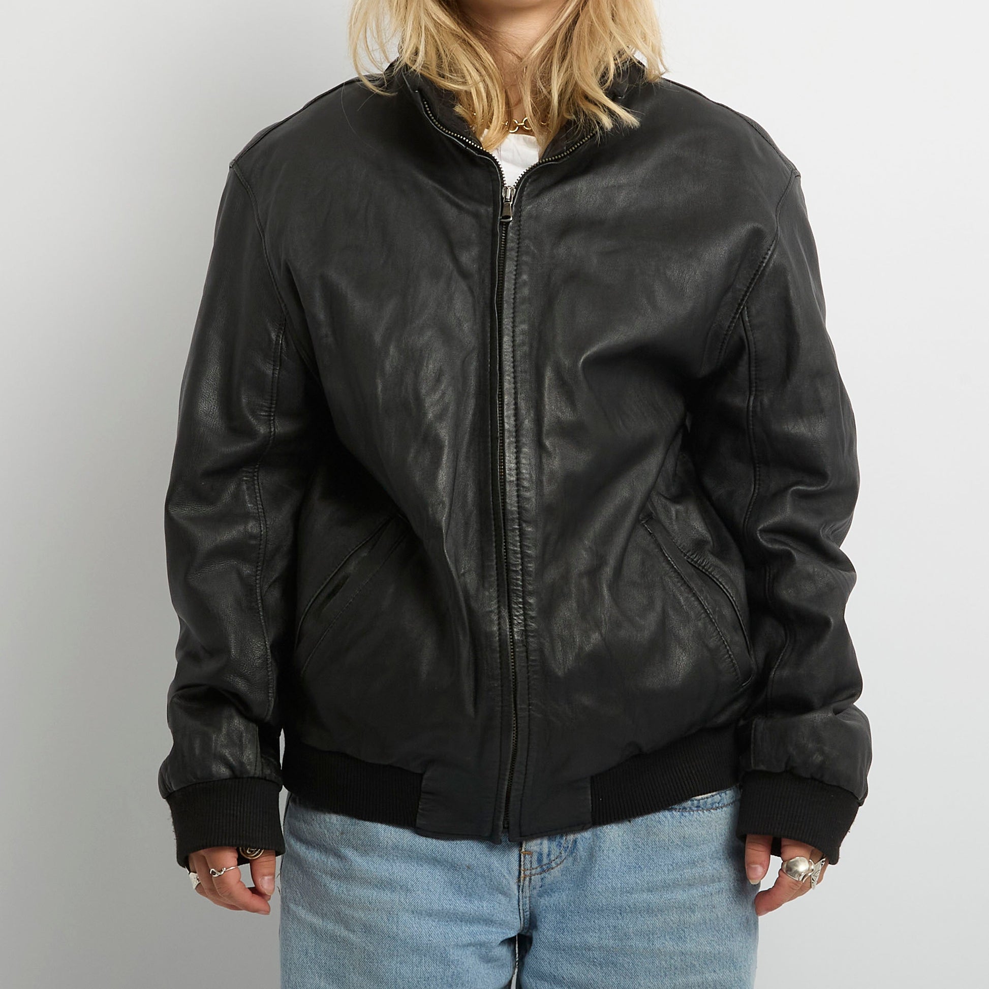 Italian Bomber Leather Jacket- UK 12