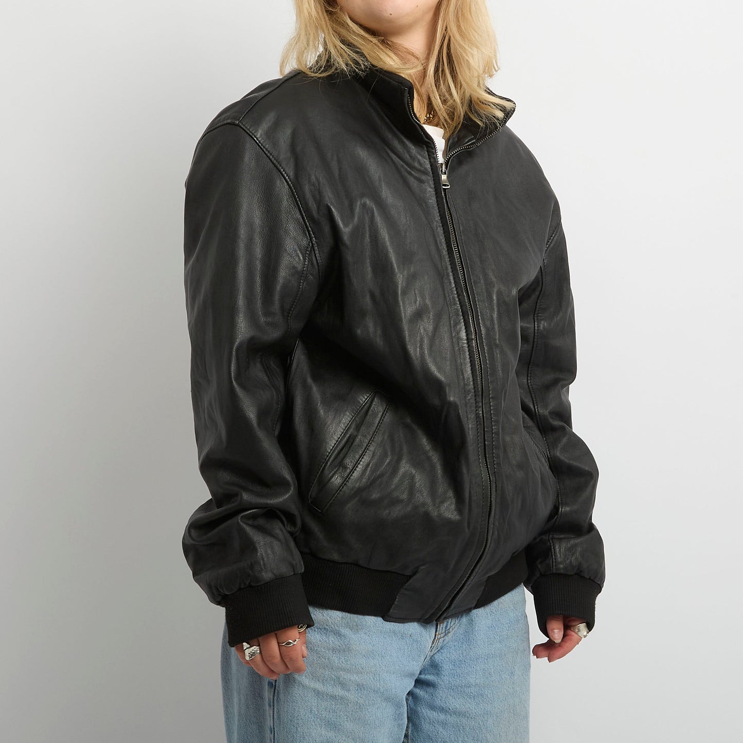 Italian Bomber Leather Jacket- UK 12