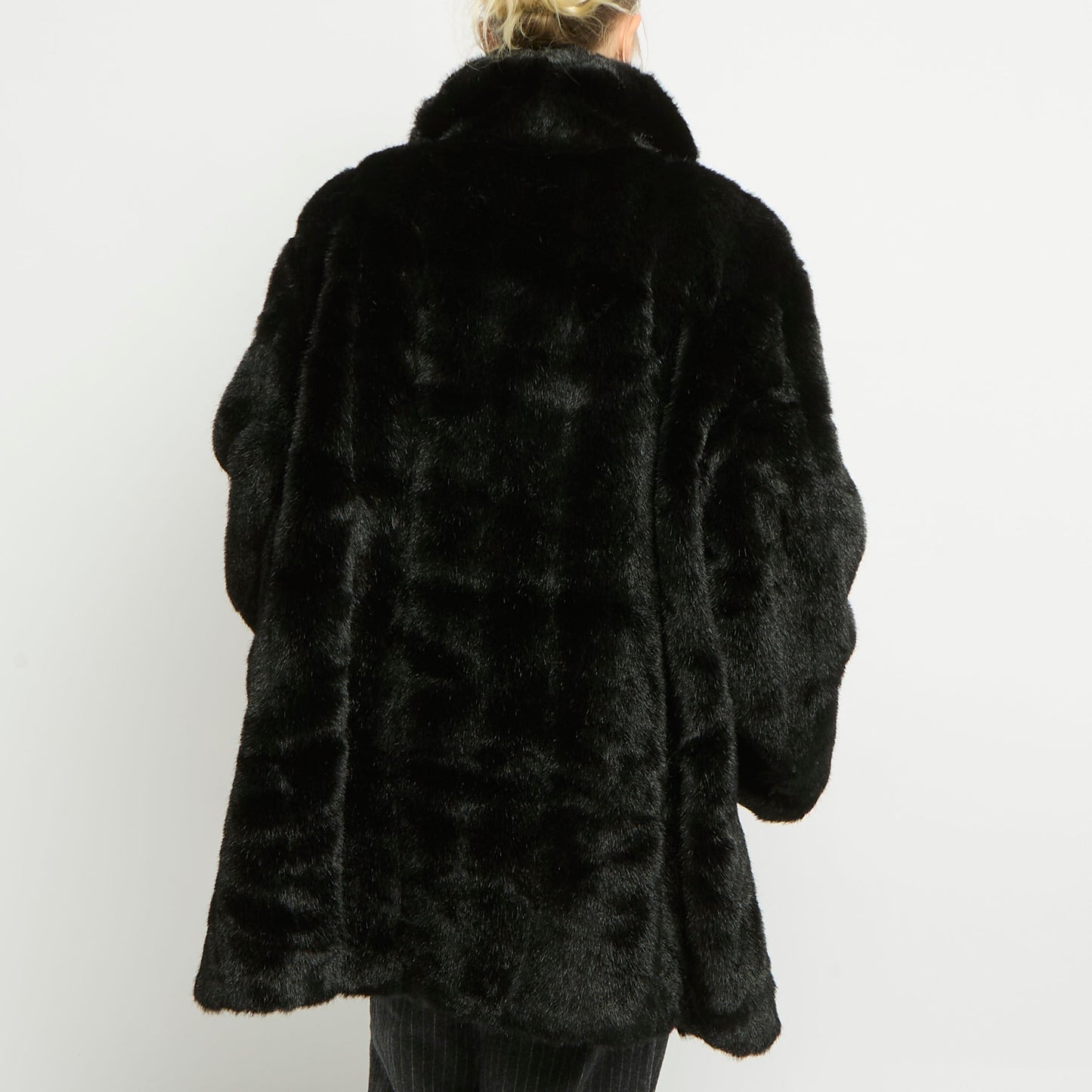 Faux Fur Long Haired Flared Coat - UK 14