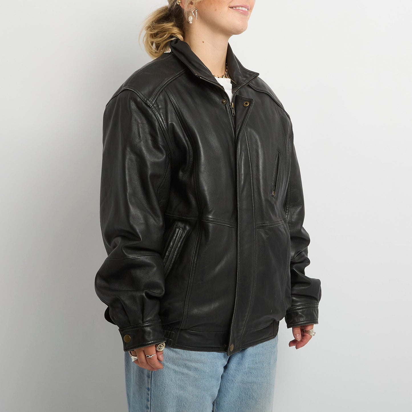 Leather Full Zip Jacket - UK 14