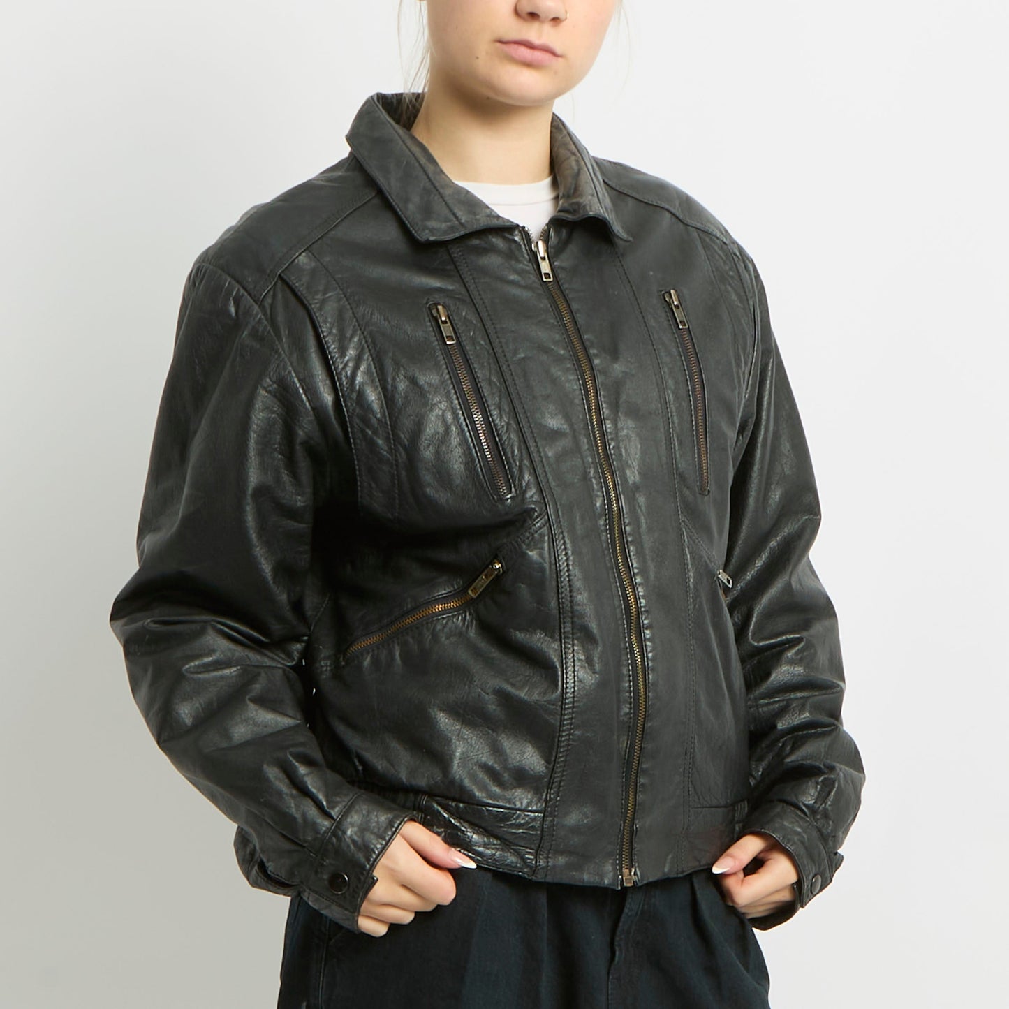 Leather Biker Jacket - UK 14