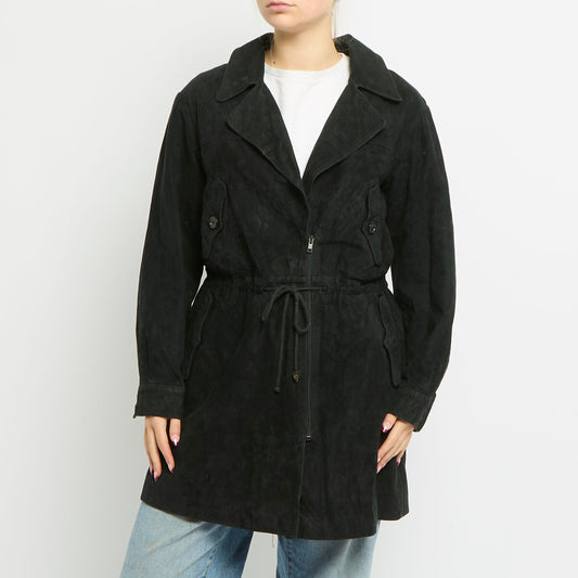 Suede Zip Trench Coat - UK 14