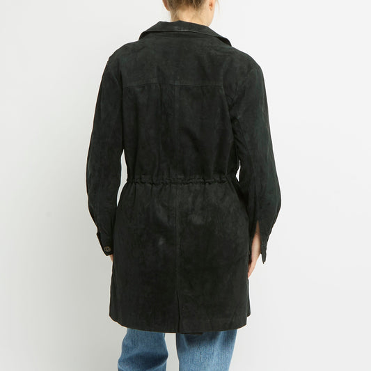 Suede Zip Trench Coat - UK 14