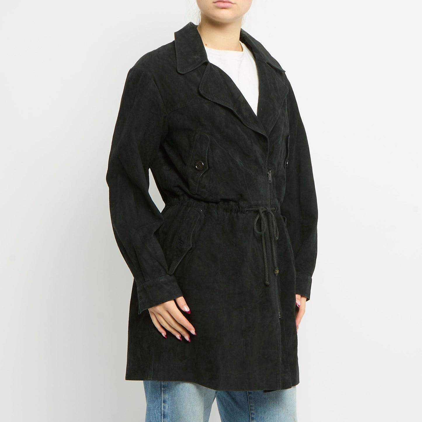 Suede Zip Trench Coat - UK 14