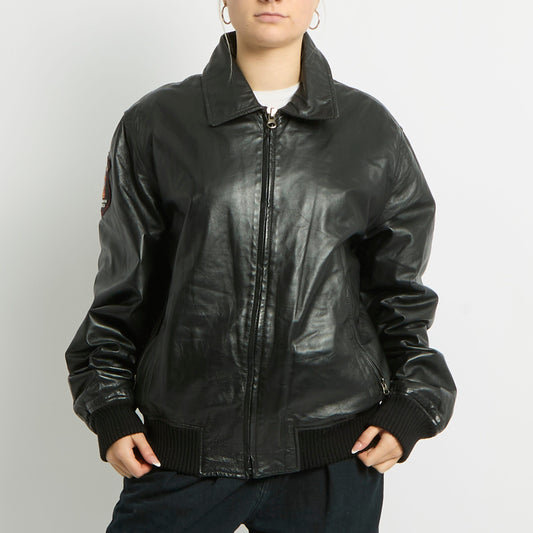 Zip Leather Jacket - UK 14