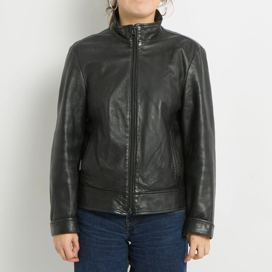 Faux Leather Zip Jacket - UK 14