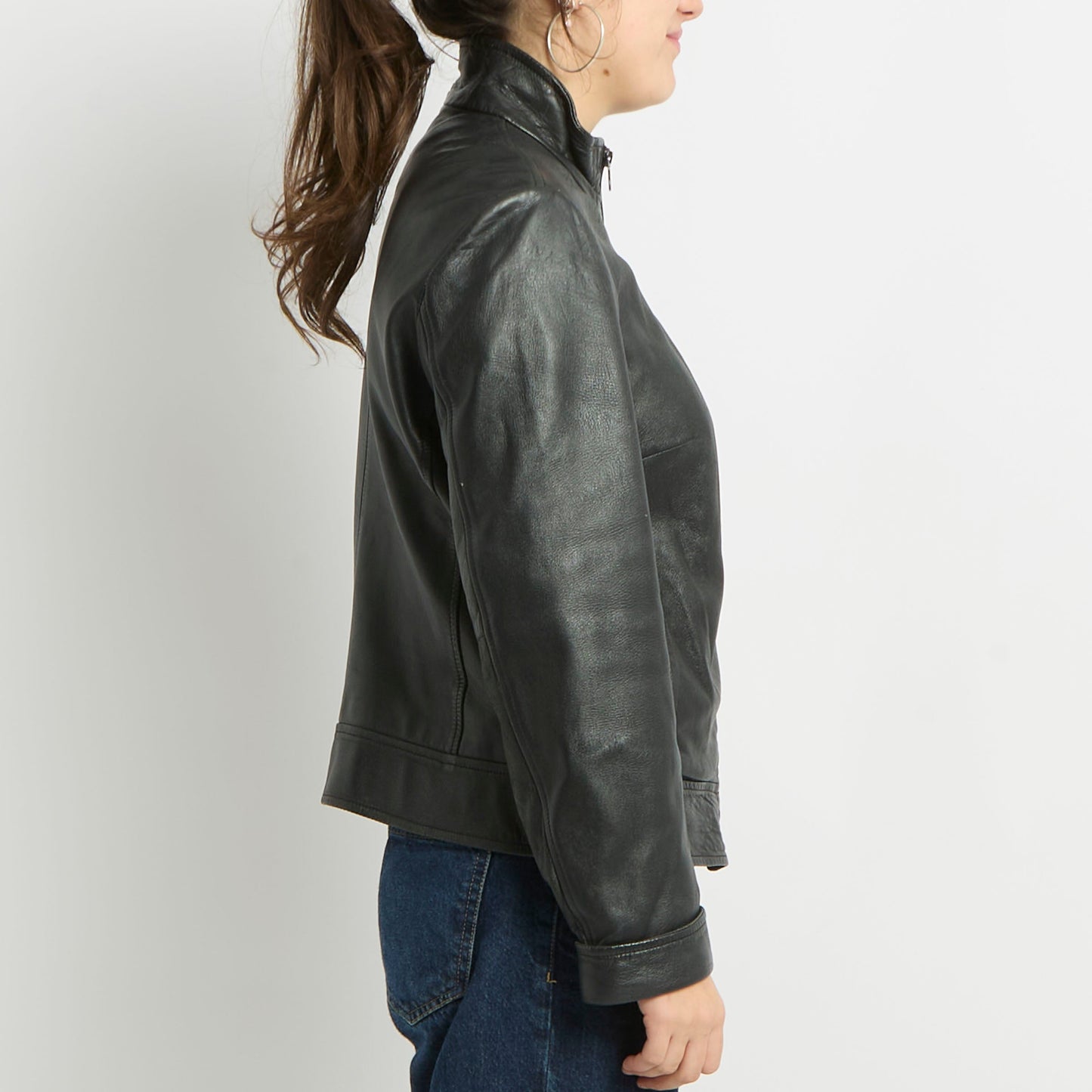 Faux Leather Zip Jacket - UK 14