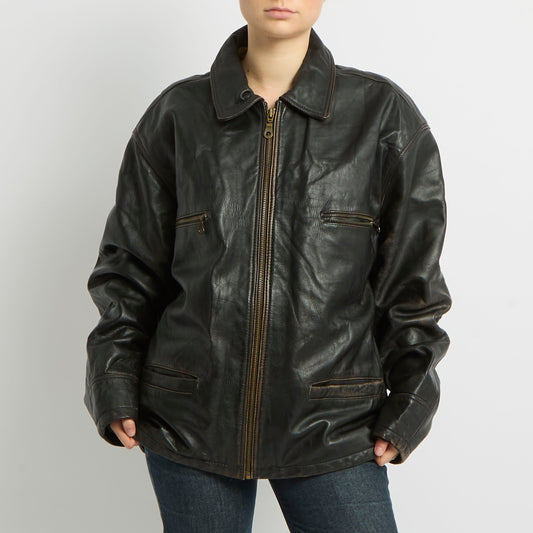 Buckle Detail Leather Jacket - UK 14