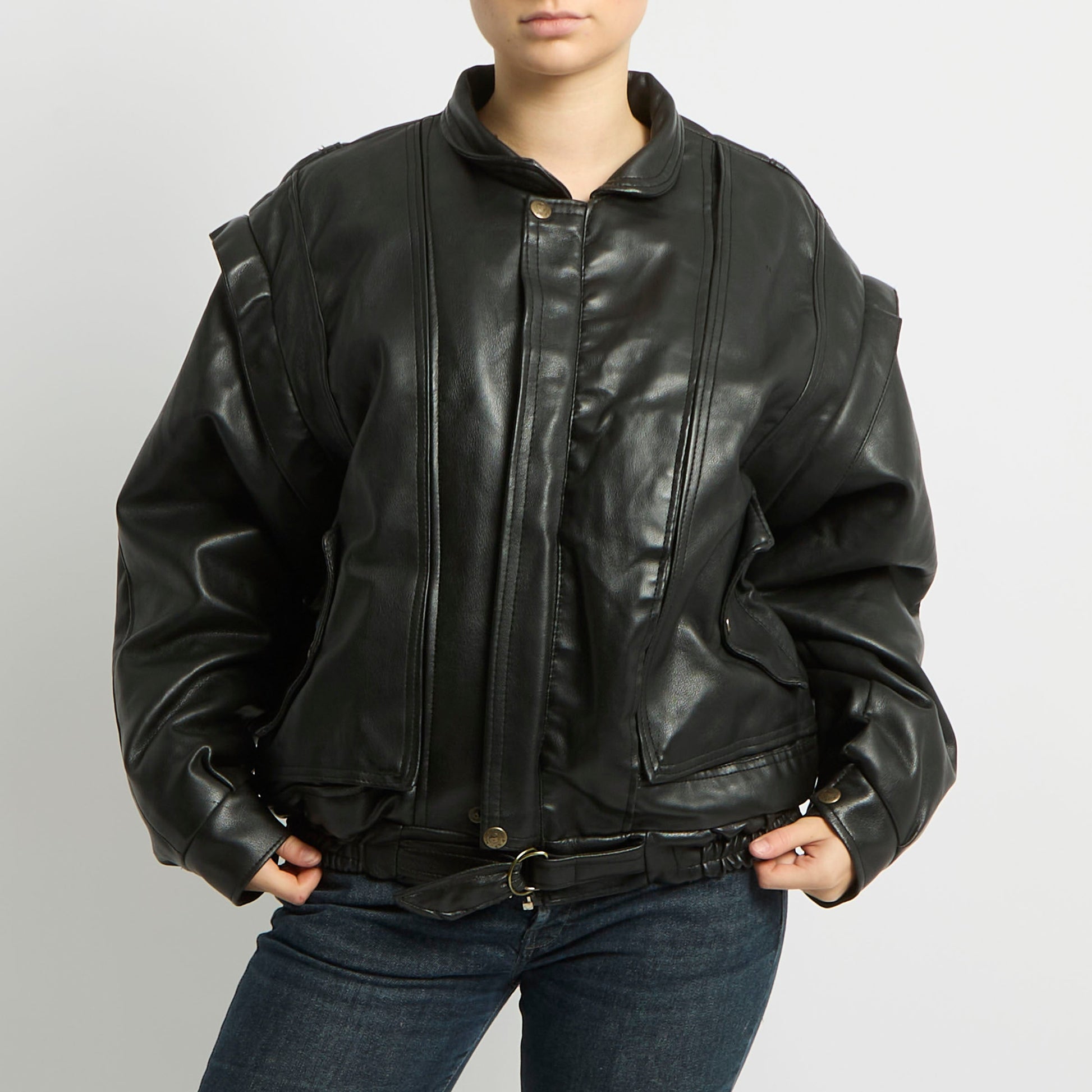 Padded Leather Jacket - UK 14