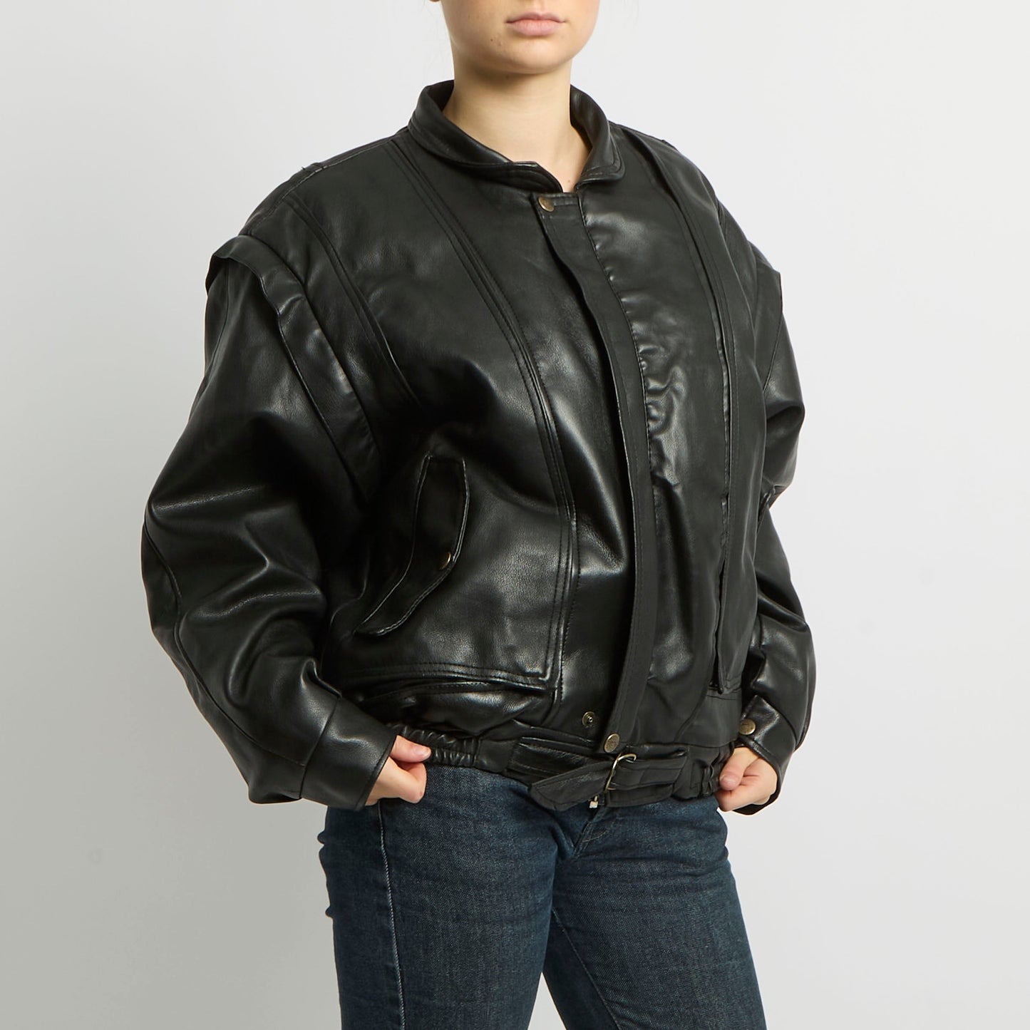 Padded Leather Jacket - UK 14