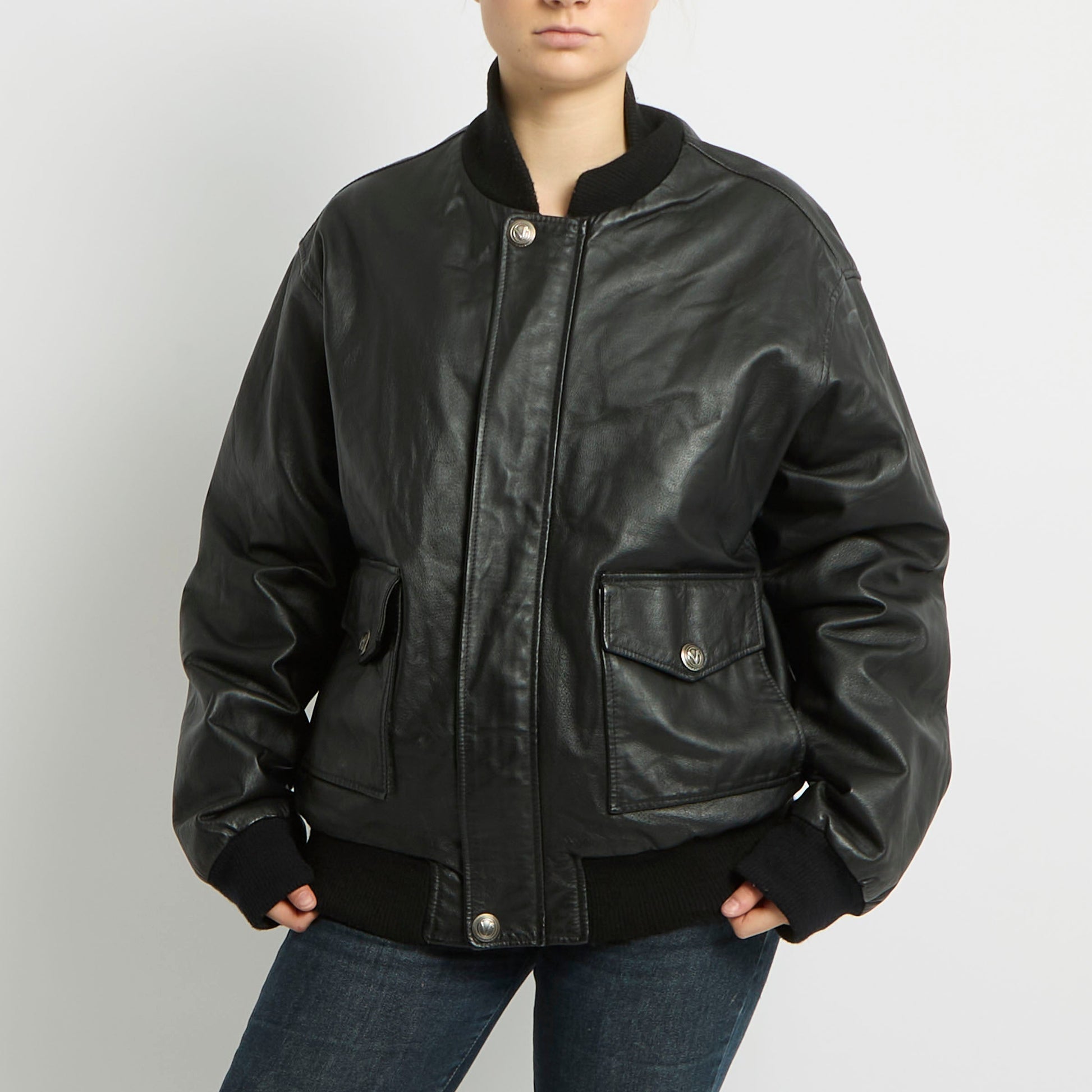 Padded Leather Jacket - UK 14